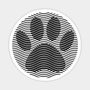 Dog Paw Print On Black And White Waves Magnet